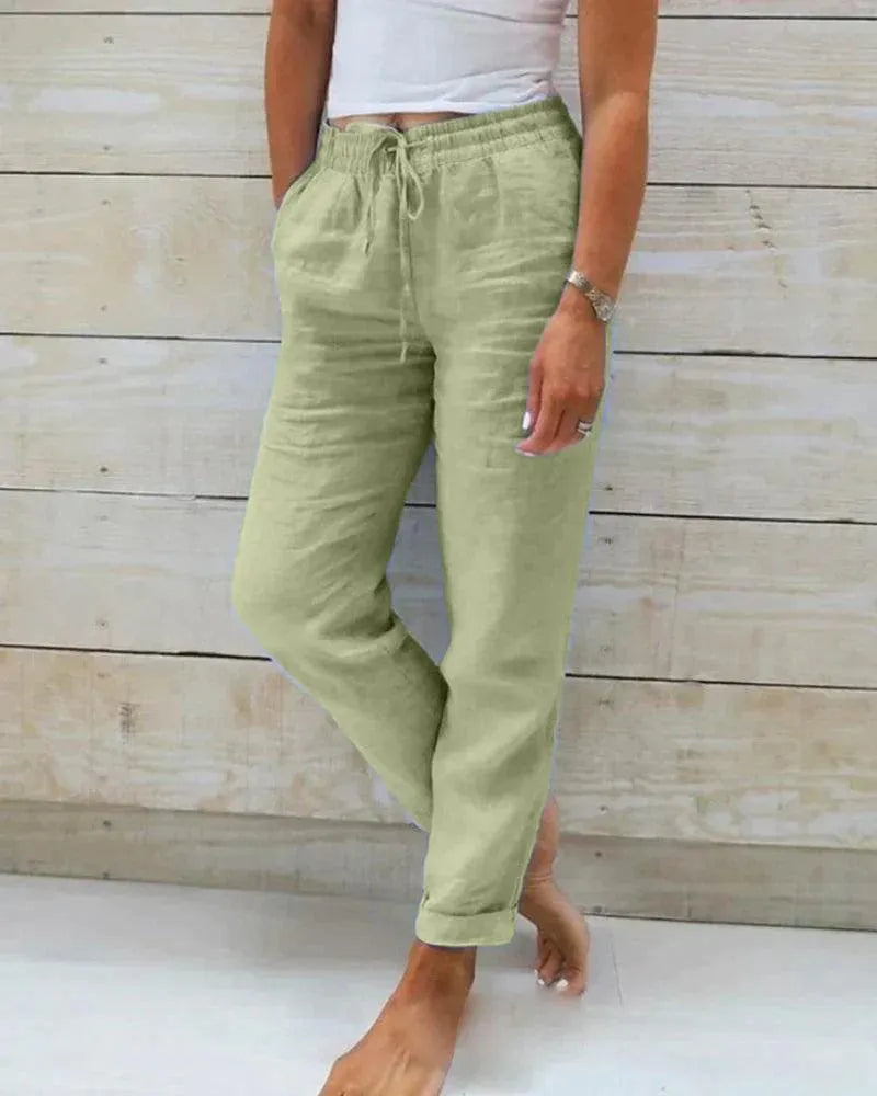 Damen Hose – Lockerer Schnitt – Elastischer Bund mit Kordelzug – Atmungsaktives Material