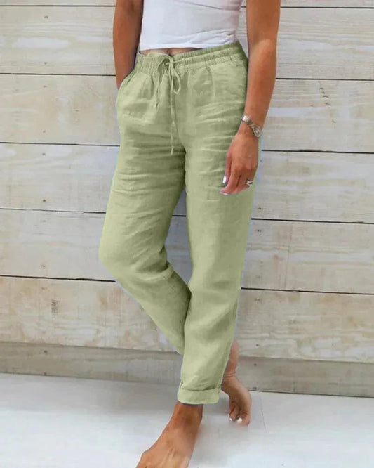 Damen Hose – Lockerer Schnitt – Elastischer Bund mit Kordelzug – Atmungsaktives Material