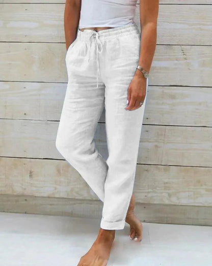 Damen Hose – Lockerer Schnitt – Elastischer Bund mit Kordelzug – Atmungsaktives Material