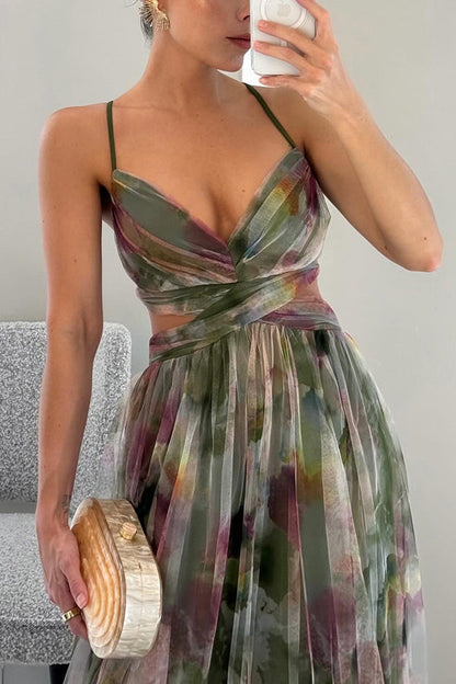 Damen Maxikleid – Figurbetontes Oberteil – Luftiger Rock – Eleganter Schnitt