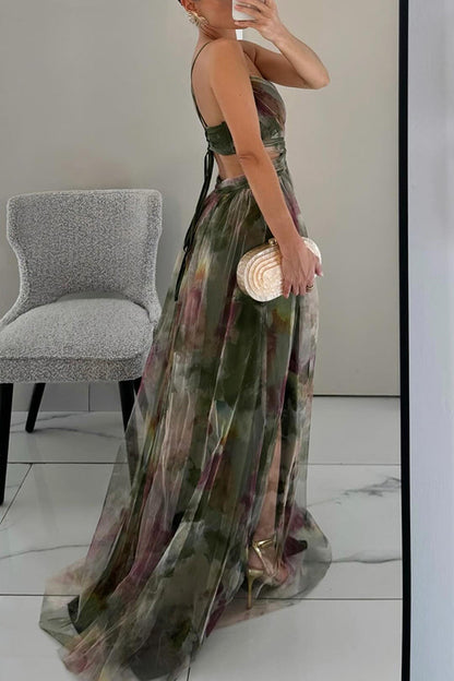 Damen Maxikleid – Figurbetontes Oberteil – Luftiger Rock – Eleganter Schnitt