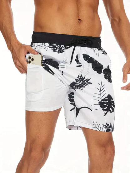 Herren Badeshorts – Schnell trocknend – Mid-Thigh Passform – Innen-Kompression