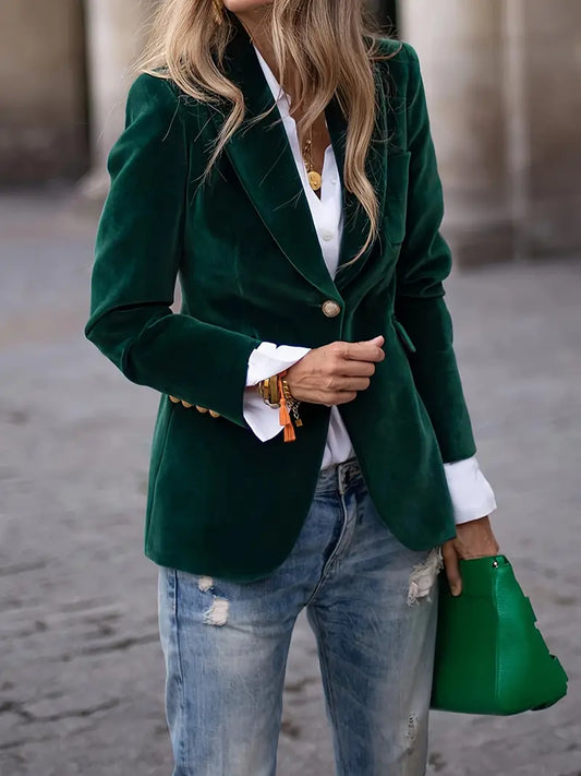Damen Blazer – Taillierter Schnitt – Weiches Luxusmaterial – Einreiher mit Reverskragen