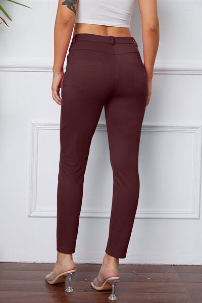 Damen Slim Fit Hose – Stretchkomfort – Glattes Finish – Knopfverschluss – Taschen