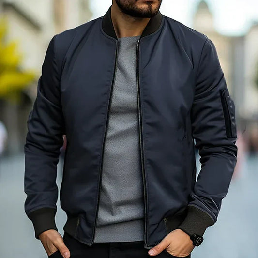 Herren Bomberjacke – Klassische Passform – Winddicht – Rippenbündchen – Ärmeltasche