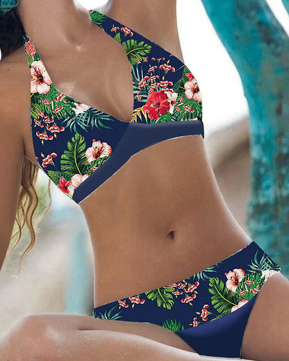 Damen Bikini Set – Halterneck – V-Ausschnitt – Stretch Fit – Florales Design