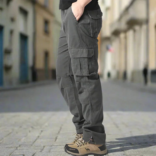 Herren Cargo-Hose – Relaxed Fit – Naturfasern – Utility-Taschen – Voll-Länge