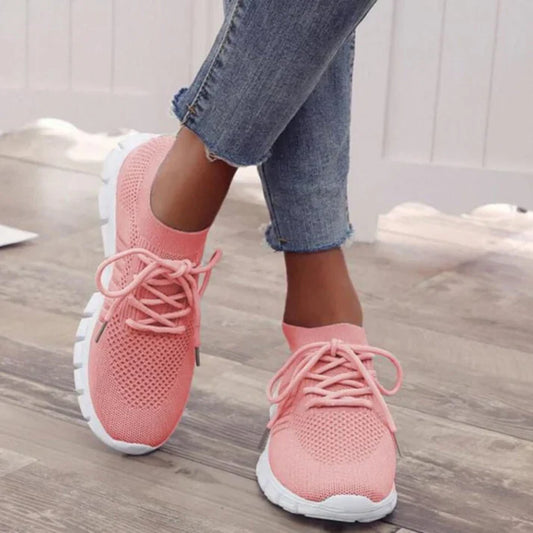 Damen Sneakers – Atmungsaktives Strickgewebe – Schnürung – Leicht & Alltagstauglich