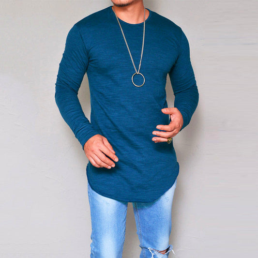 Herren Langarmshirt – Slim Fit – Rundhals – Weiches Atmungsaktives Baumwollmix