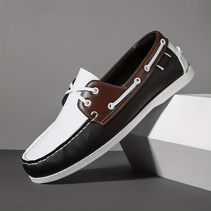Herren Bootsschuhe – Leder – Moc-Nähte – Rutschfeste Gummisohle – Seitenschnürung