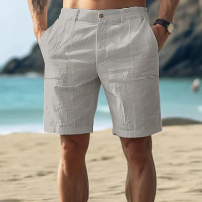 Herren Shorts – Maßgeschneiderte Passform – Linnen – Bundfalten – Knopfverschluss