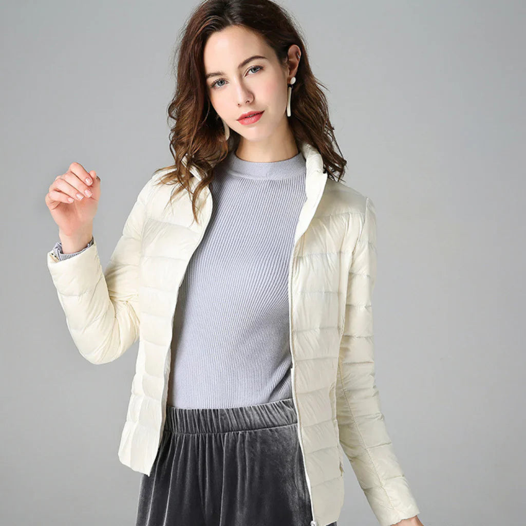 Damen Jacke – Slim Fit – Leicht – Wasserabweisend – Gesteppt – Hoher Kragen