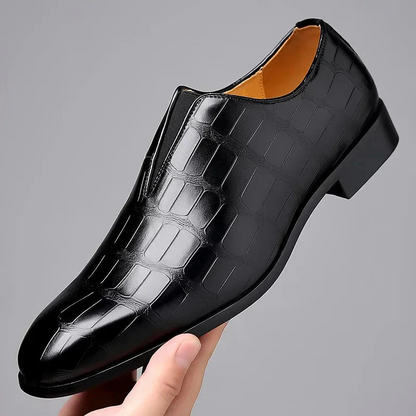 Herren Slipper – Glanzoptik – Krokoprägung – Eleganter Low-Top Business-Schuh