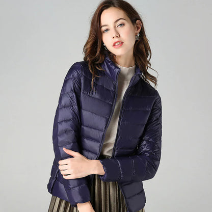 Damen Jacke – Slim Fit – Leicht – Wasserabweisend – Gesteppt – Hoher Kragen