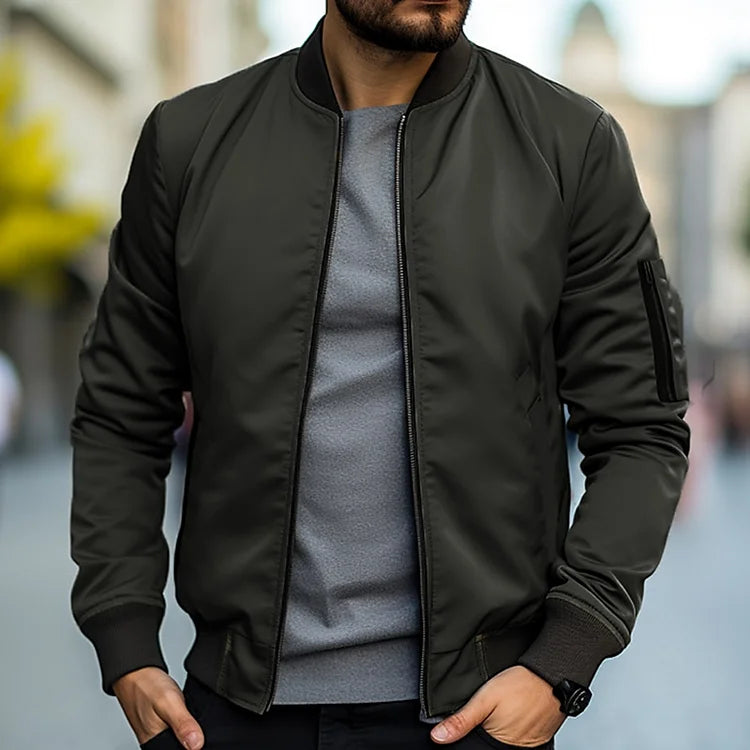 Herren Bomberjacke – Regular Fit – Atmungsaktives Gewebe – Zipper-Ärmeltasche