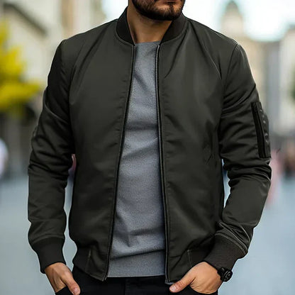 Herren Bomberjacke – Klassische Passform – Winddicht – Rippenbündchen – Ärmeltasche