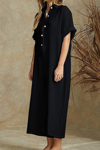 Damen Jumpsuit – Lockerer Schnitt – Atmungsaktive Naturfaser – Weites Bein