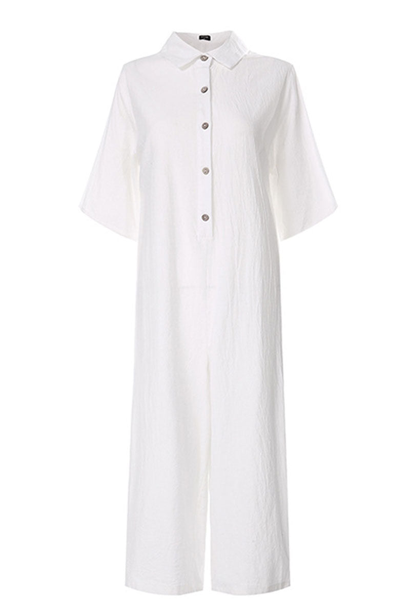 Damen Jumpsuit – Lockerer Schnitt – Atmungsaktive Naturfaser – Weites Bein