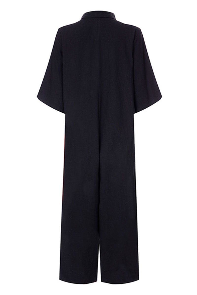 Damen Jumpsuit – Lockerer Schnitt – Atmungsaktive Naturfaser – Weites Bein