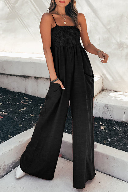 Damen Jumpsuit – Lockerer Schnitt – Spaghettiträger – Atmungsaktive Qualität
