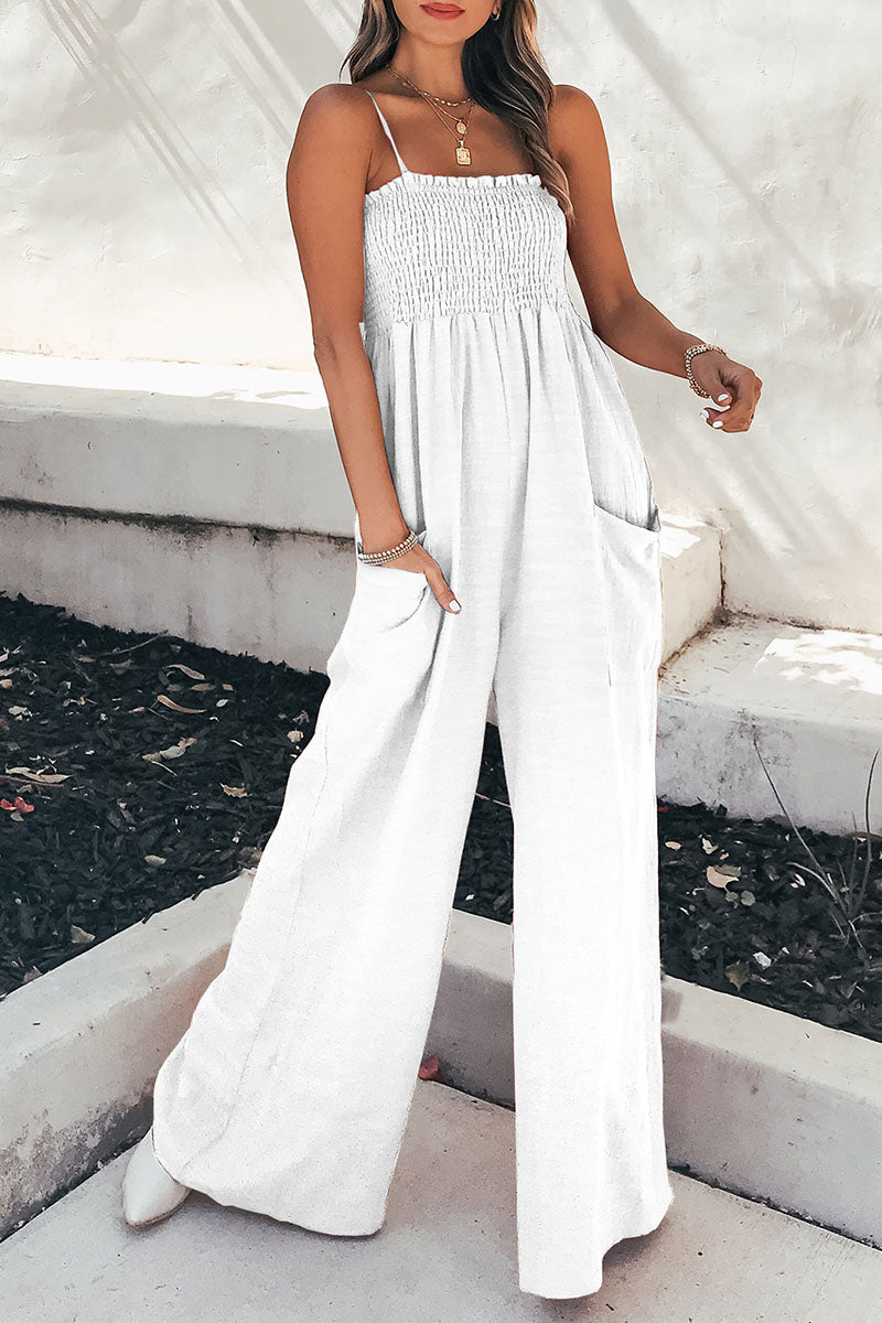 Damen Jumpsuit – Lockerer Schnitt – Spaghettiträger – Atmungsaktive Qualität