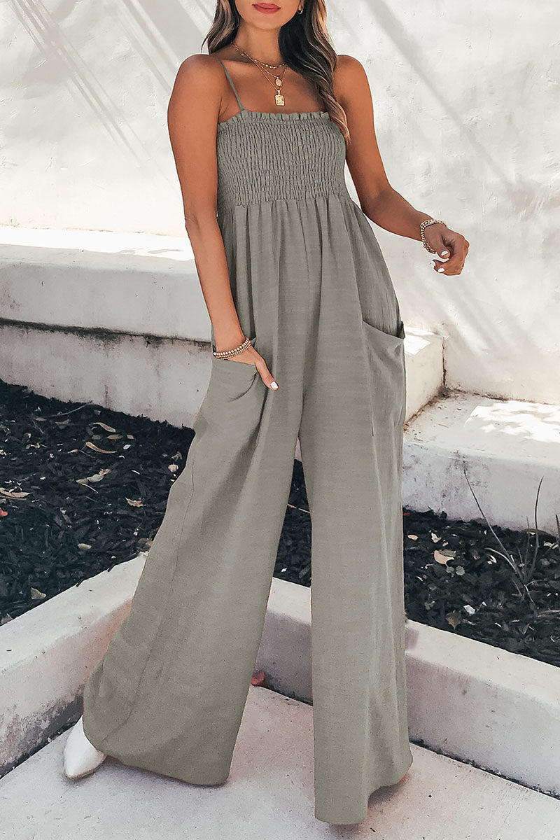 Damen Jumpsuit – Lockerer Schnitt – Spaghettiträger – Atmungsaktive Qualität