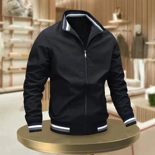 Herren Freizeitjacke – Regular Fit – Atmungsaktives Gewebe – Stehkragen – Reißverschluss