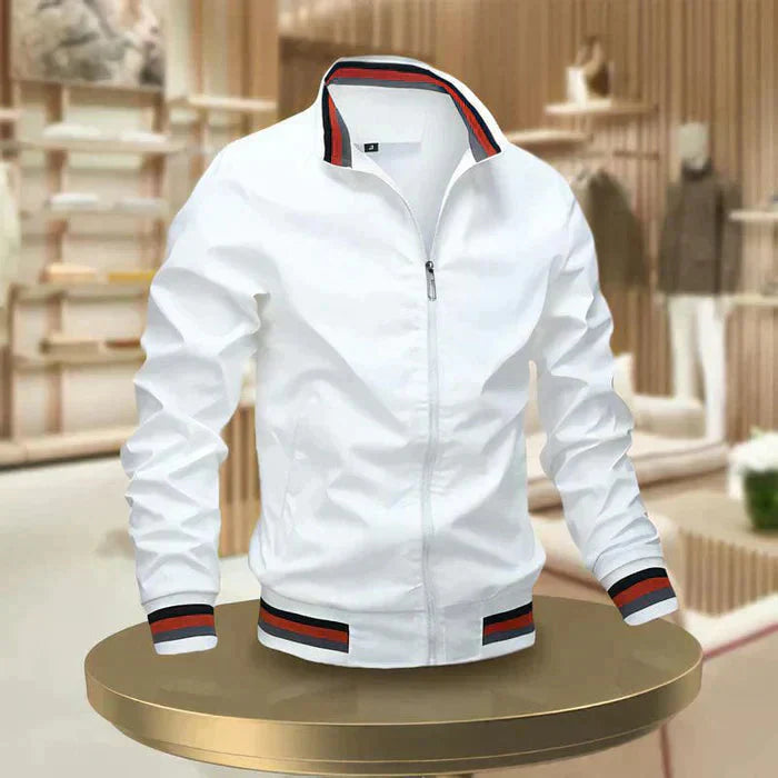Herren Freizeitjacke – Regular Fit – Atmungsaktives Gewebe – Stehkragen – Reißverschluss