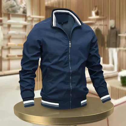 Herren Freizeitjacke – Regular Fit – Atmungsaktives Gewebe – Stehkragen – Reißverschluss