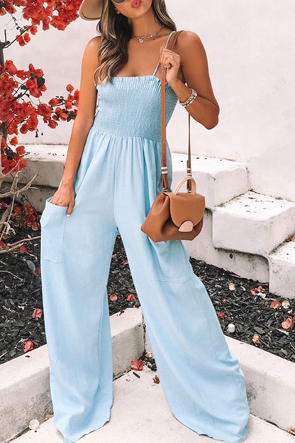 Damen Jumpsuit – Lockerer Schnitt – Spaghettiträger – Atmungsaktive Qualität