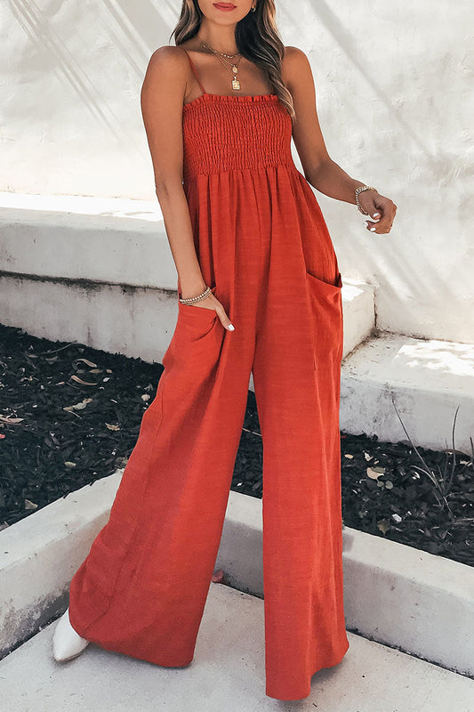 Damen Jumpsuit – Lockerer Schnitt – Spaghettiträger – Atmungsaktive Qualität