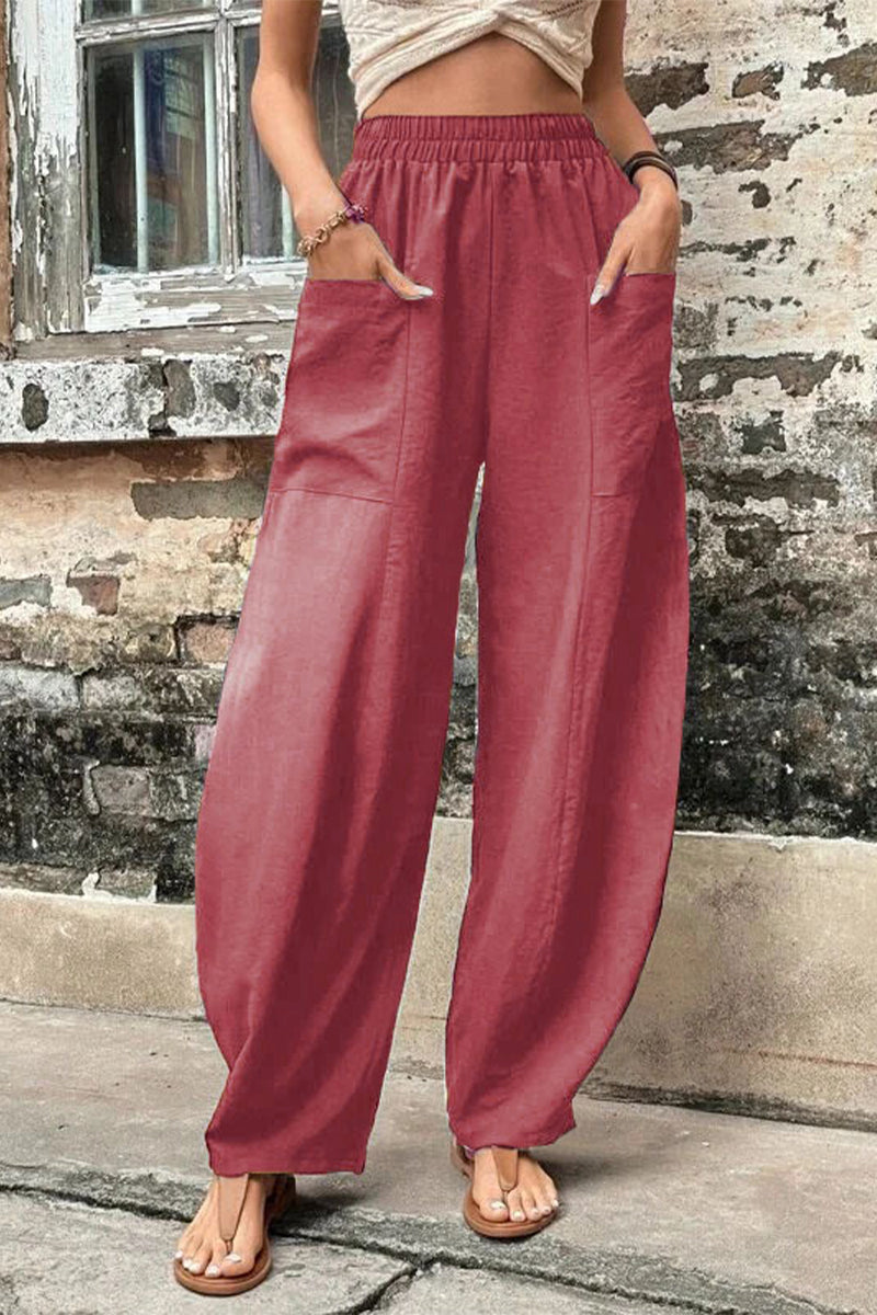 Damen Hosen – Hoher Bund – Weites Bein – Harem Schnitt – Atmungsaktives Gewebe
