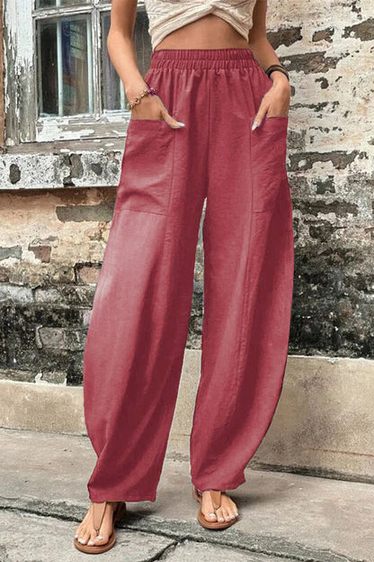 Damen Hosen – Hoher Bund – Weites Bein – Harem Schnitt – Atmungsaktives Gewebe