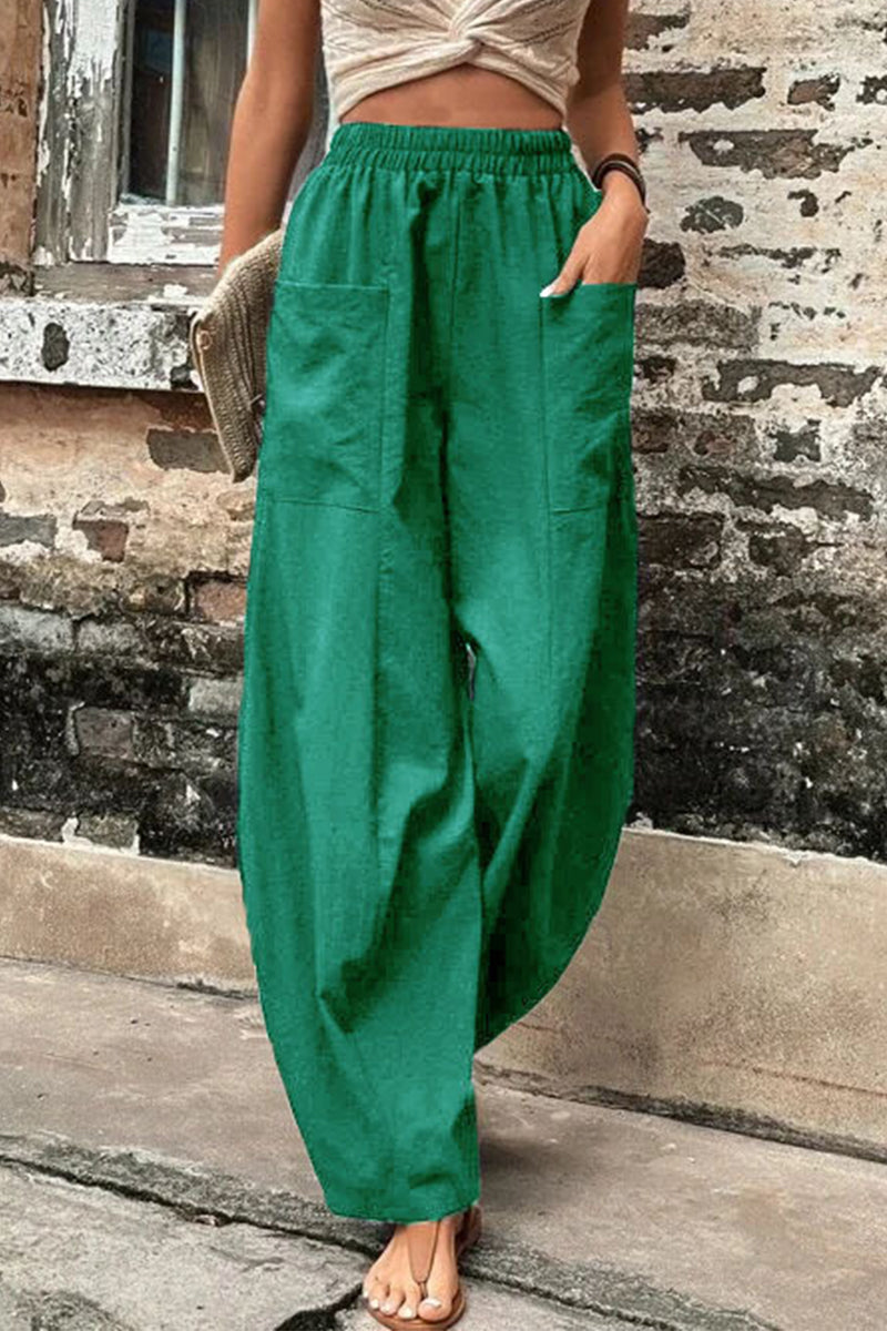 Damen Hosen – Hoher Bund – Weites Bein – Harem Schnitt – Atmungsaktives Gewebe