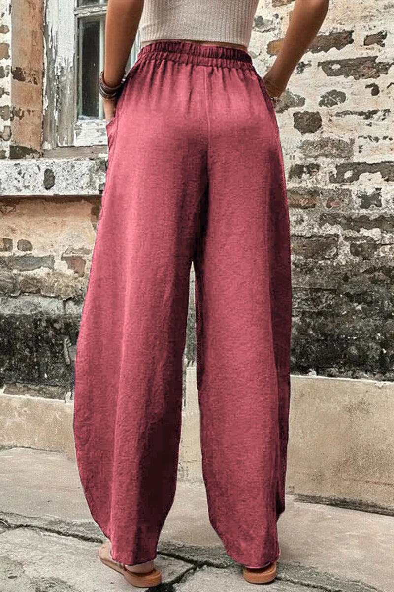 Damen Hosen – Hoher Bund – Weites Bein – Harem Schnitt – Atmungsaktives Gewebe