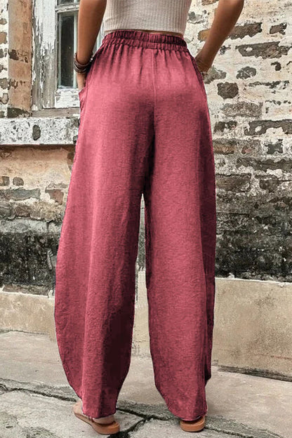 Damen Hosen – Hoher Bund – Weites Bein – Harem Schnitt – Atmungsaktives Gewebe