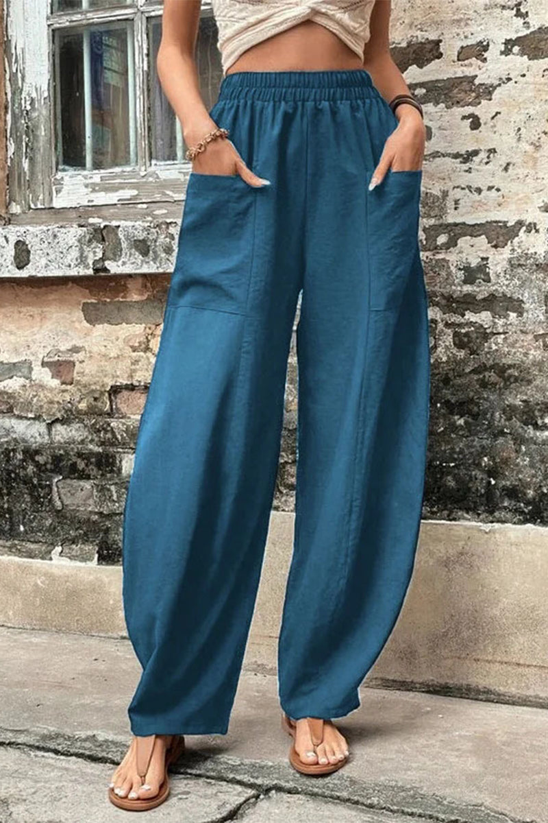 Damen Hosen – Hoher Bund – Weites Bein – Harem Schnitt – Atmungsaktives Gewebe