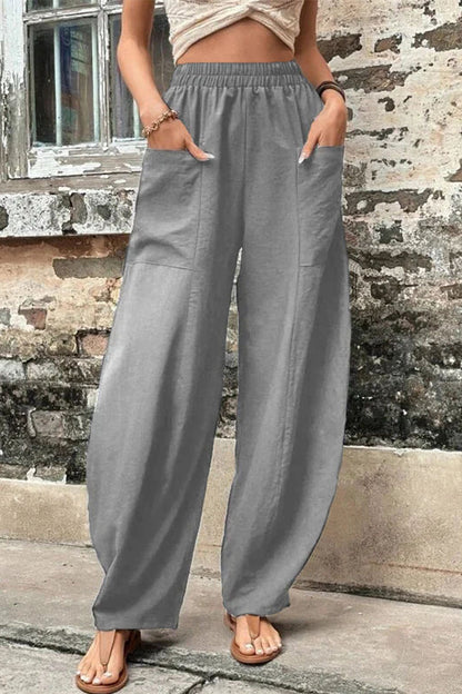 Damen Hosen – Hoher Bund – Weites Bein – Harem Schnitt – Atmungsaktives Gewebe
