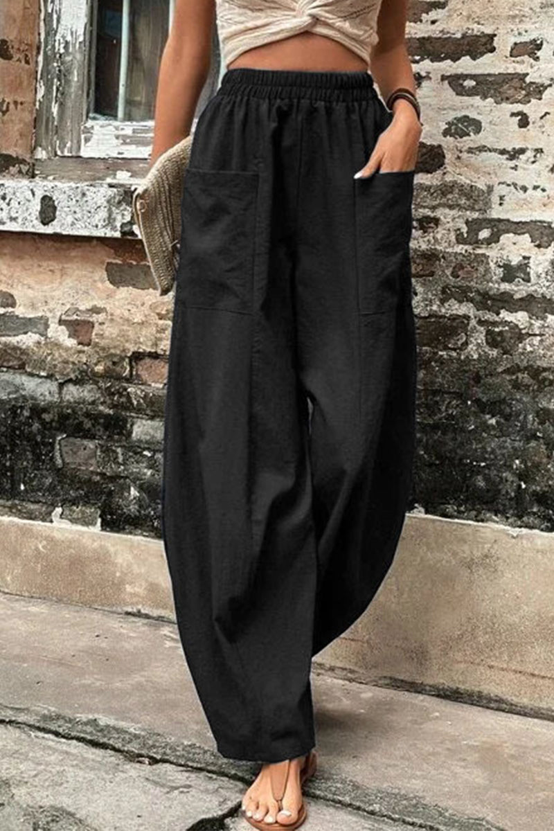 Damen Hosen – Hoher Bund – Weites Bein – Harem Schnitt – Atmungsaktives Gewebe