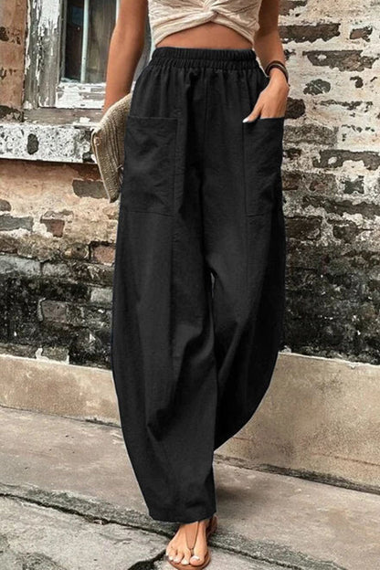 Damen Hosen – Hoher Bund – Weites Bein – Harem Schnitt – Atmungsaktives Gewebe