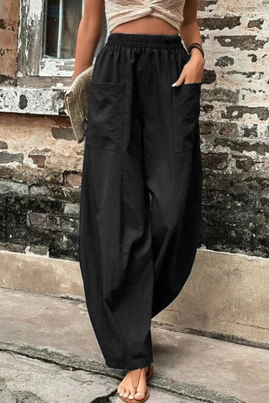 Damen Hosen – Hoher Bund – Weites Bein – Harem Schnitt – Atmungsaktives Gewebe