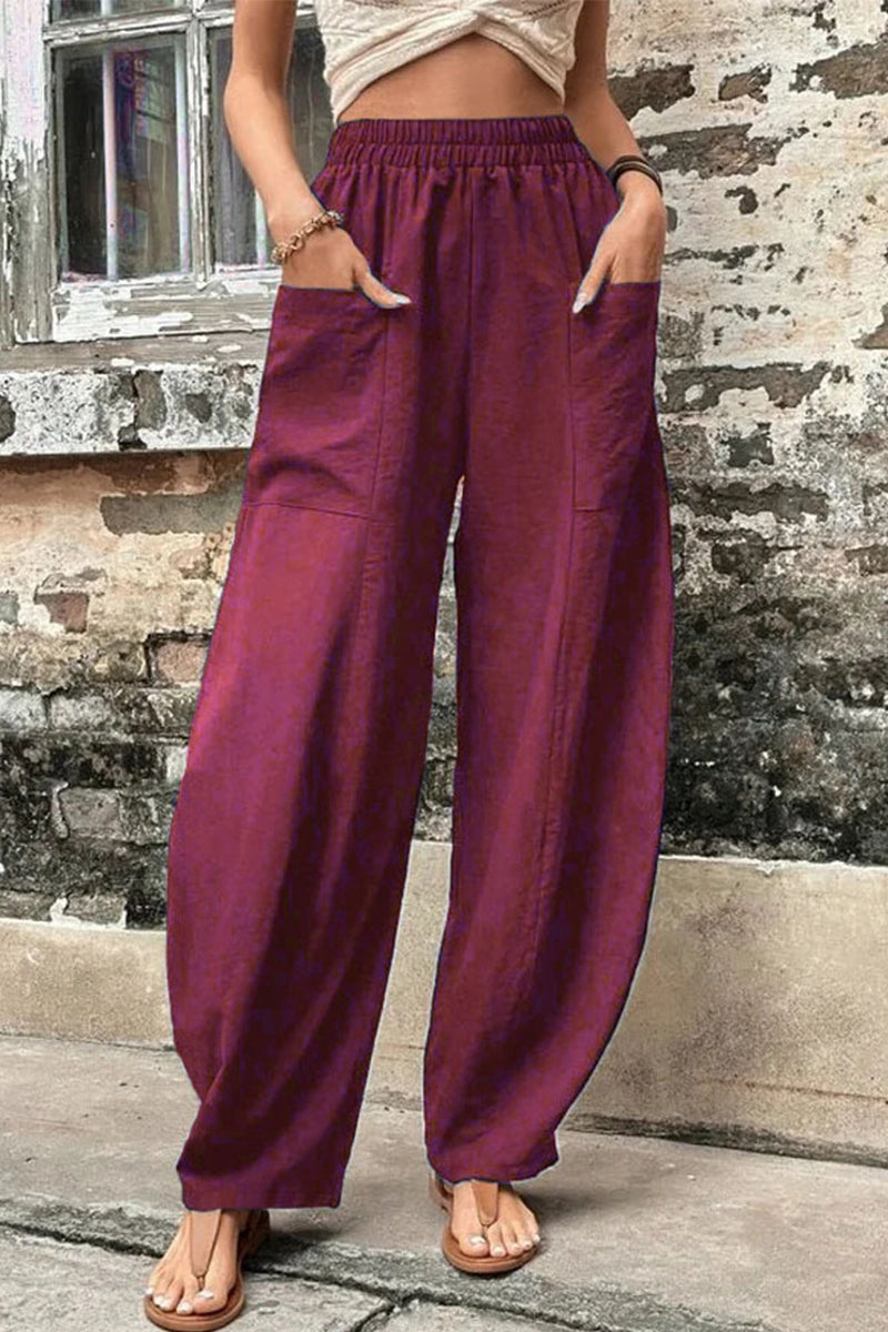 Damen Hosen – Hoher Bund – Weites Bein – Harem Schnitt – Atmungsaktives Gewebe