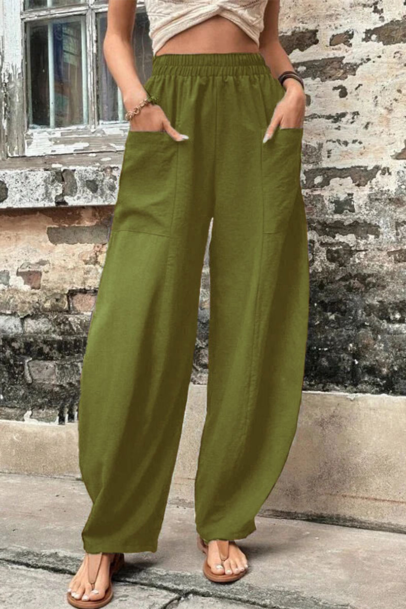 Damen Hosen – Hoher Bund – Weites Bein – Harem Schnitt – Atmungsaktives Gewebe