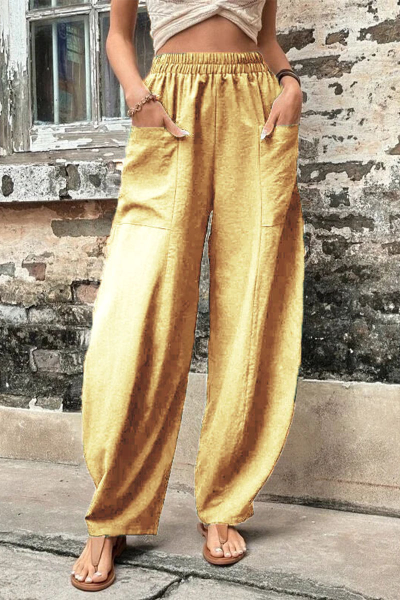 Damen Hosen – Hoher Bund – Weites Bein – Harem Schnitt – Atmungsaktives Gewebe