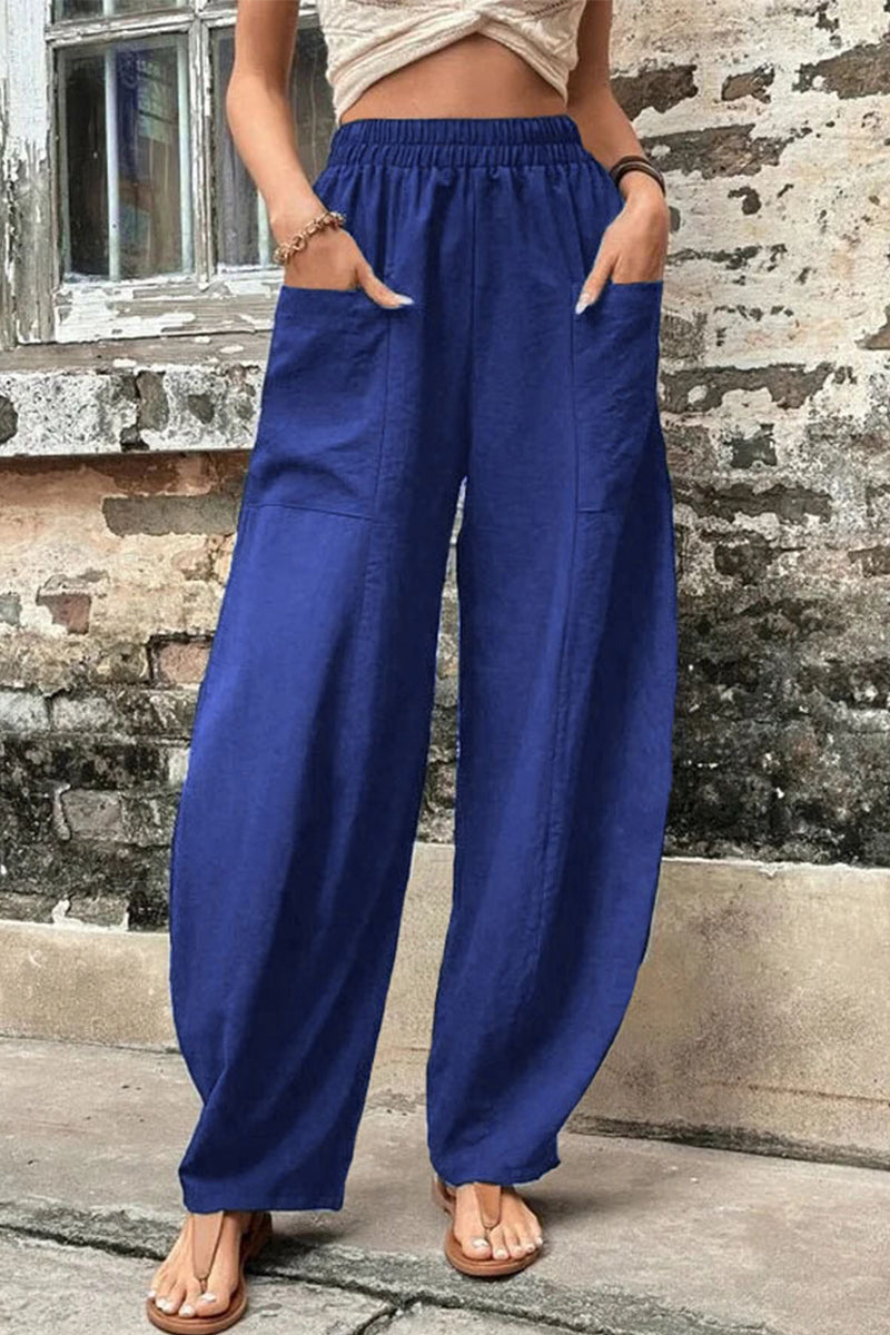 Damen Hosen – Hoher Bund – Weites Bein – Harem Schnitt – Atmungsaktives Gewebe