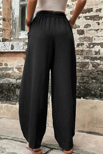 Damen Hosen – Hoher Bund – Weites Bein – Harem Schnitt – Atmungsaktives Gewebe