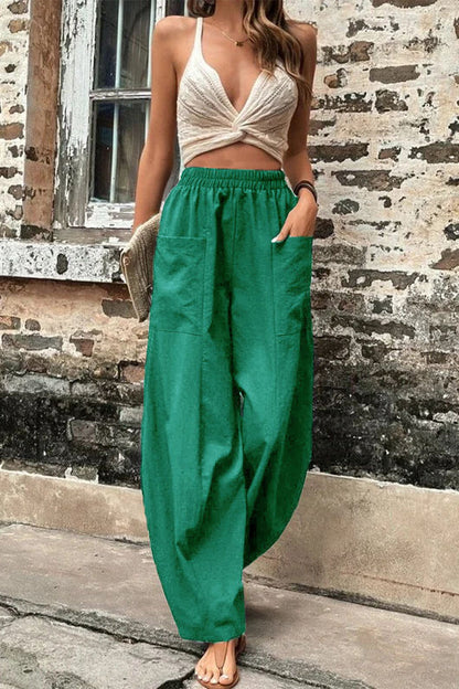Damen Hosen – Hoher Bund – Weites Bein – Harem Schnitt – Atmungsaktives Gewebe