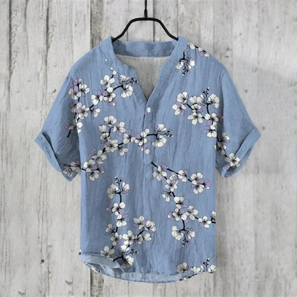 Herren Freizeithemd – Relaxed Fit – Kurzarm – Atmungsaktive Faser – Katzen Grafik