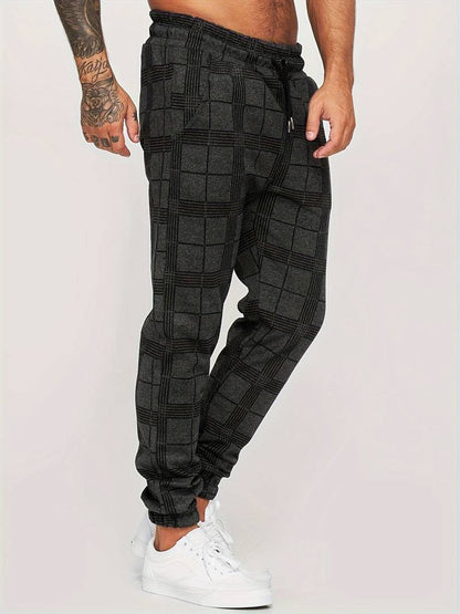 Herren Sweatpants – Slim Fit – Plaidmuster – Elastischer Bund – Atmungsaktives Gewebe