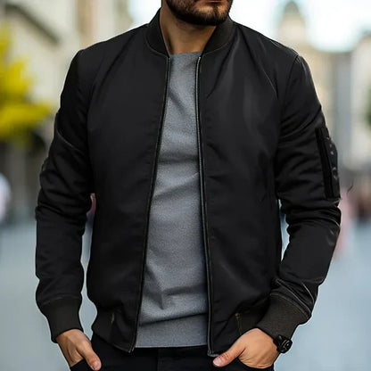 Herren Bomberjacke – Klassische Passform – Winddicht – Rippenbündchen – Ärmeltasche